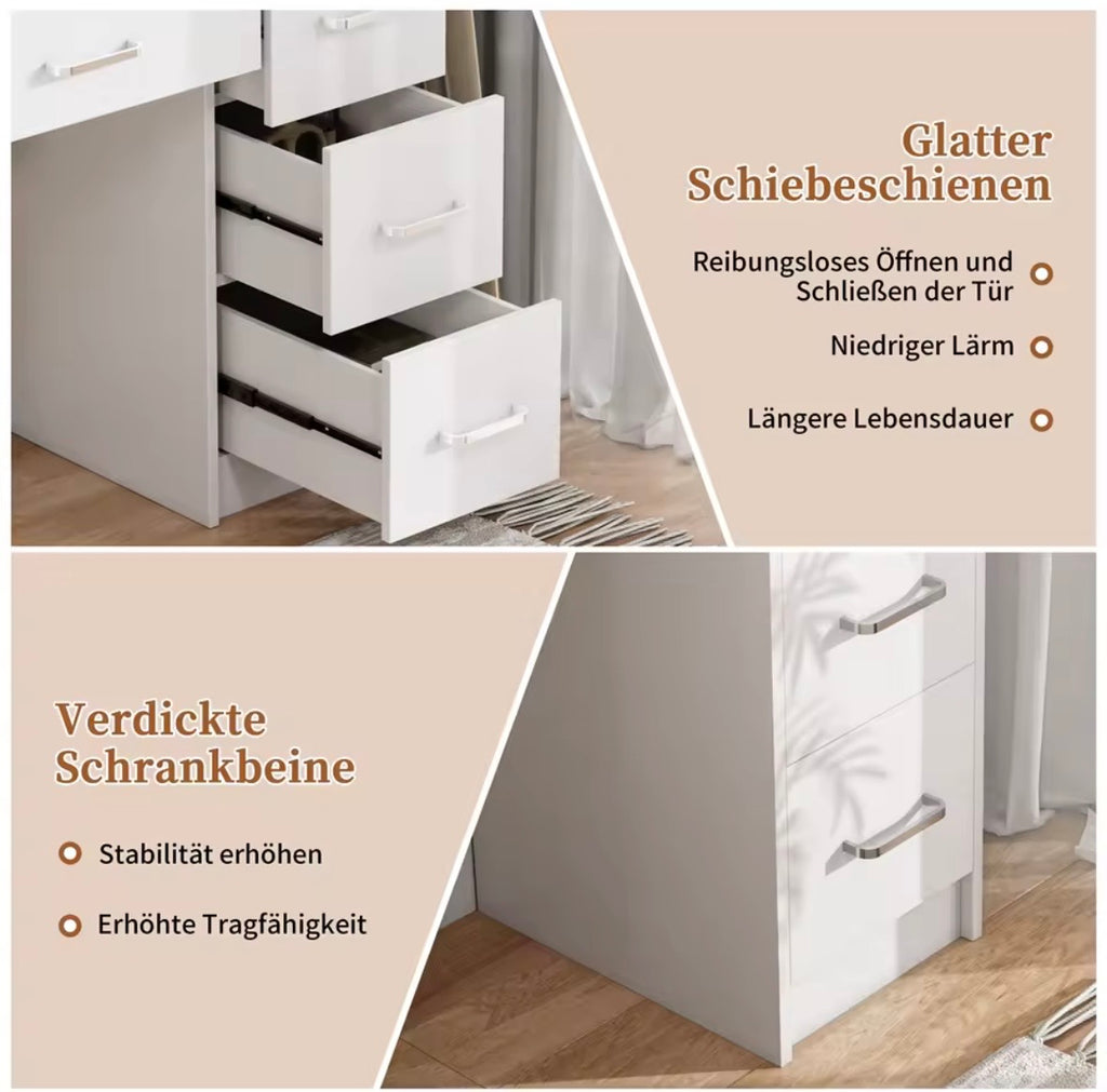 D-'Didi' Schminktisch mit Schubladen und Beleuchtung