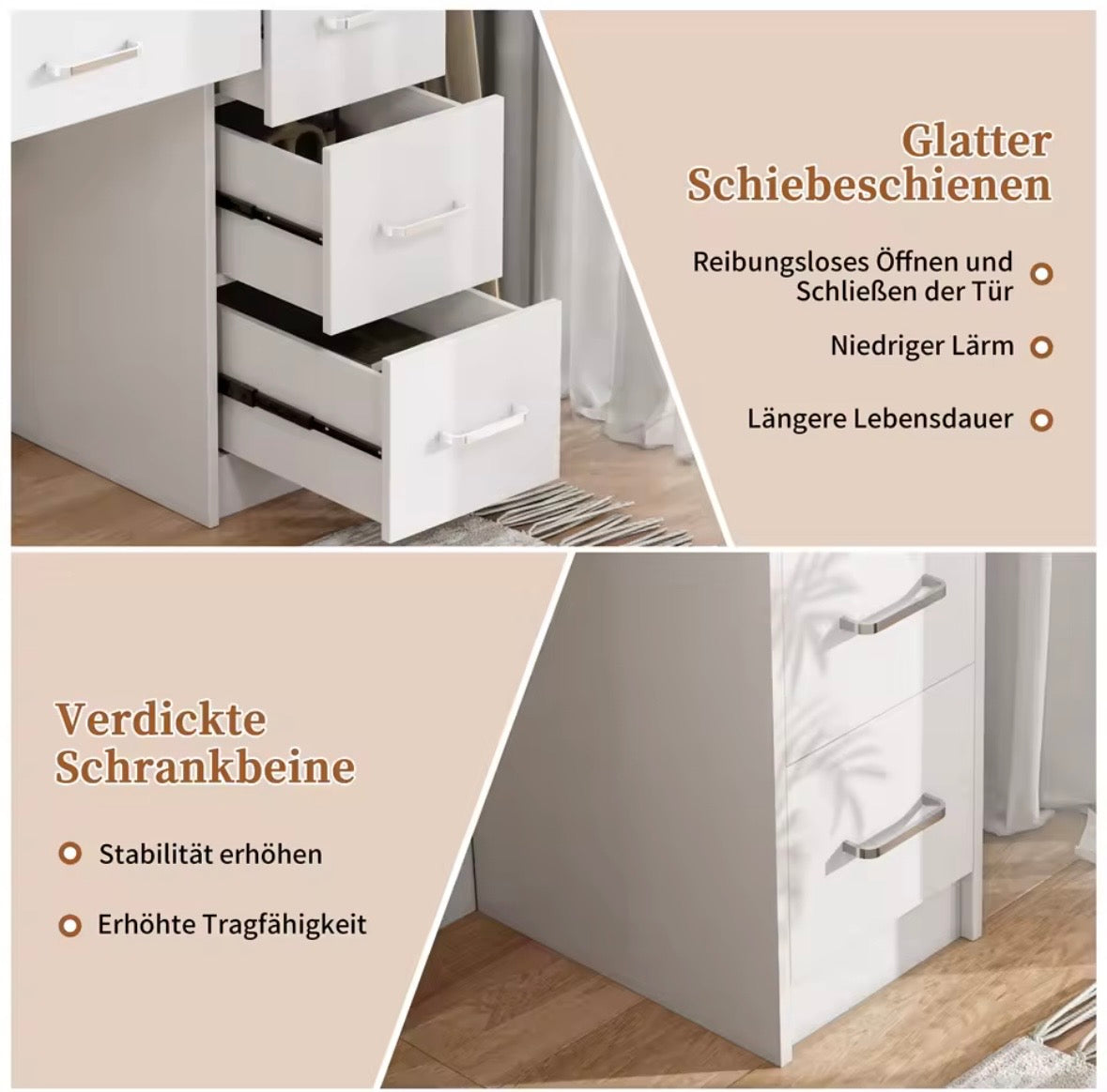 D-'Didi' Schminktisch mit Schubladen und Beleuchtung